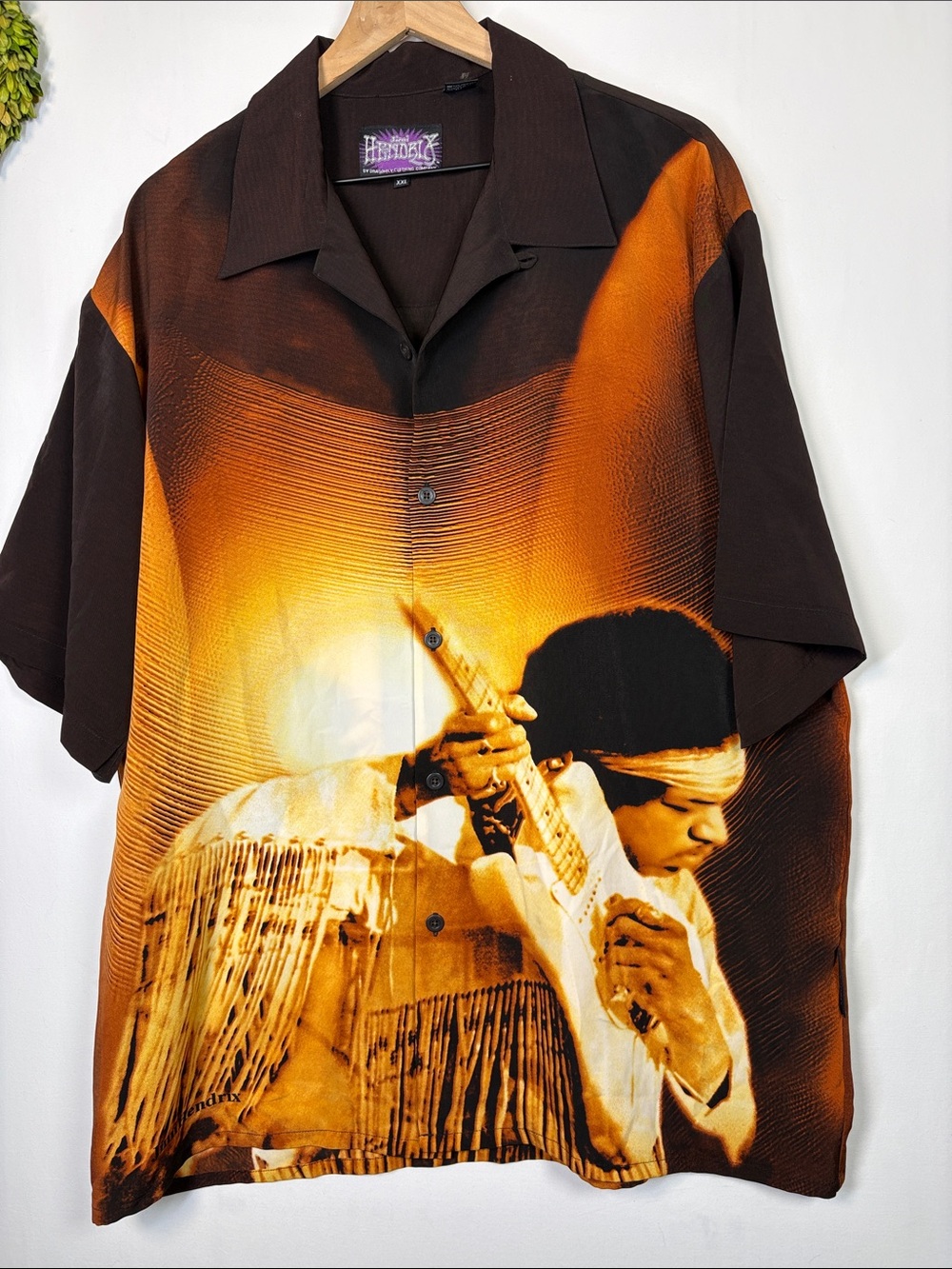 DRAGONFLY CLOTHING CO Vintage Jimi Hendrix Guitar Button Graphic Shirt size XXL